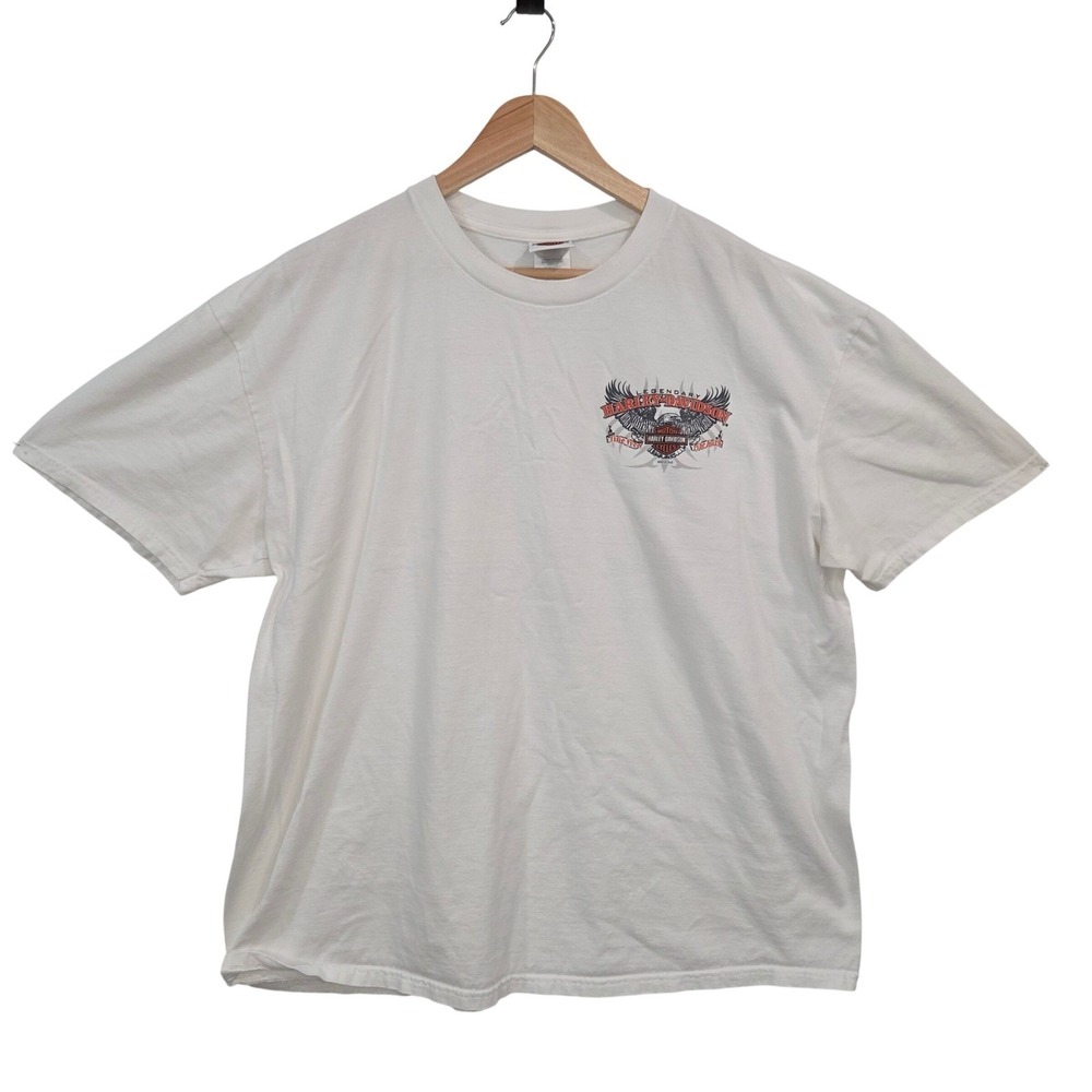 Harley Davidson Mens White 100% Cotton T-Shirt 2XL Palm Springs CA 2012 Biker‎